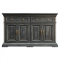 Buffet de salle à manger noir rectangulaire 180 x 45 x 100 cm en MDF avec 4 portes et 2 tiroirs