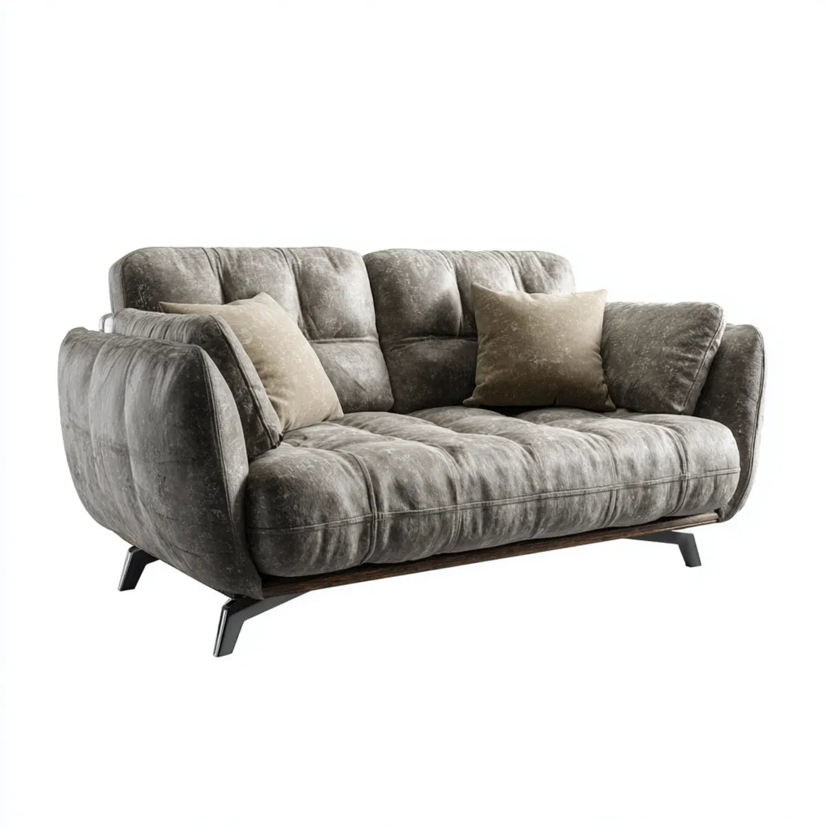 Canapé 2 places gris foncé 180 x 100 x 85 cm en velours polyester forme droite