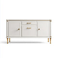 Buffet de salle à manger 2 portes 2 tiroirs blanc et doré en MDF rectangulaire 160 x 45 x 90 cm