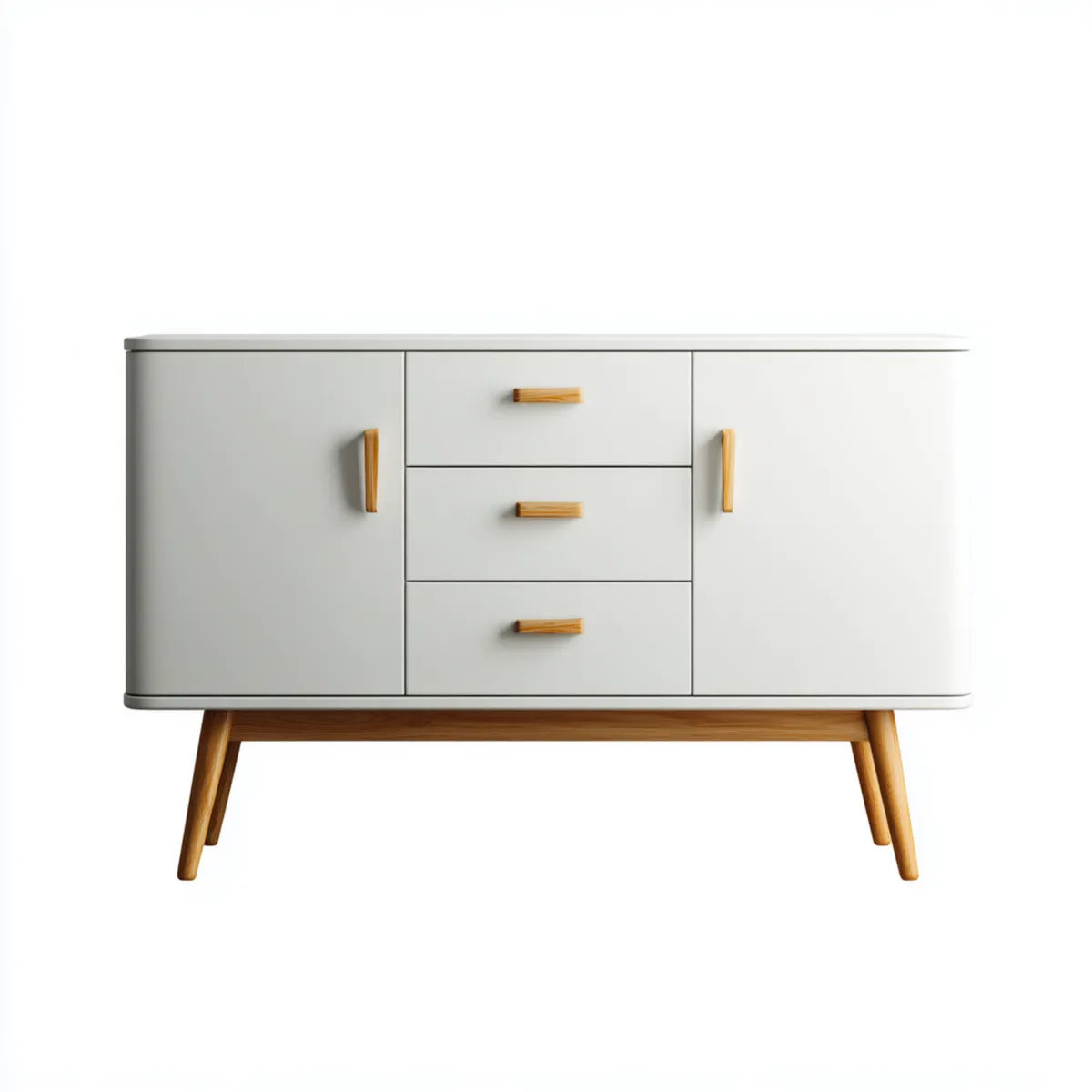 Buffet de salle à manger blanc 120 x 40 x 80 cm en MDF et pin massif rectangulaire avec 3 tiroirs et 2 portes