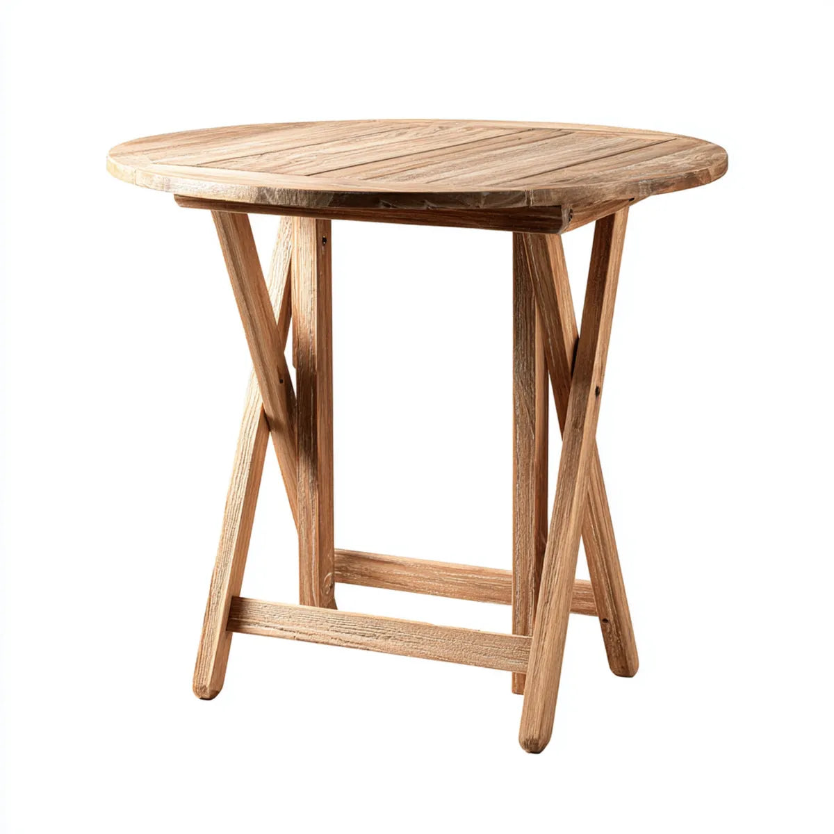 Table de jardin pliante ronde en bois d'acacia naturel Ø 70 cm hauteur 75 cm