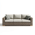 Canapé de jardin 3 places en résine tressée gris beige 220 x 85 x 85 cm avec coussins rectangulaire