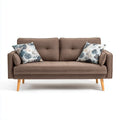 Canapé 2 places marron en polyester avec pieds en bois massif 170 x 82 x 84 cm rectangulaire