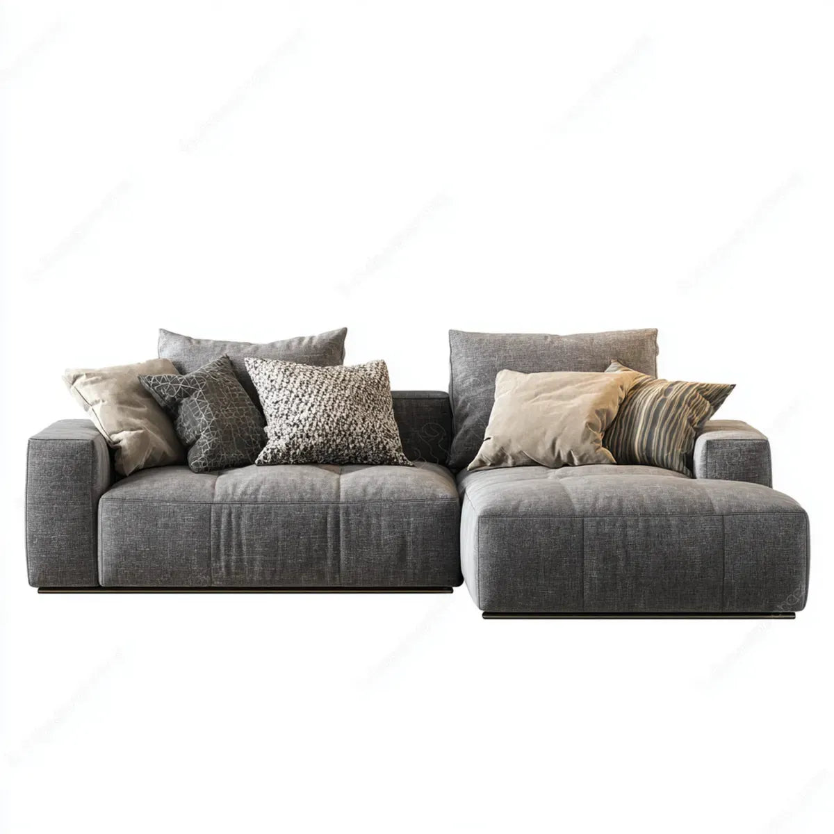 Canapé d'angle avec méridienne à droite gris 280 x 160 x 85 cm en polyester forme L