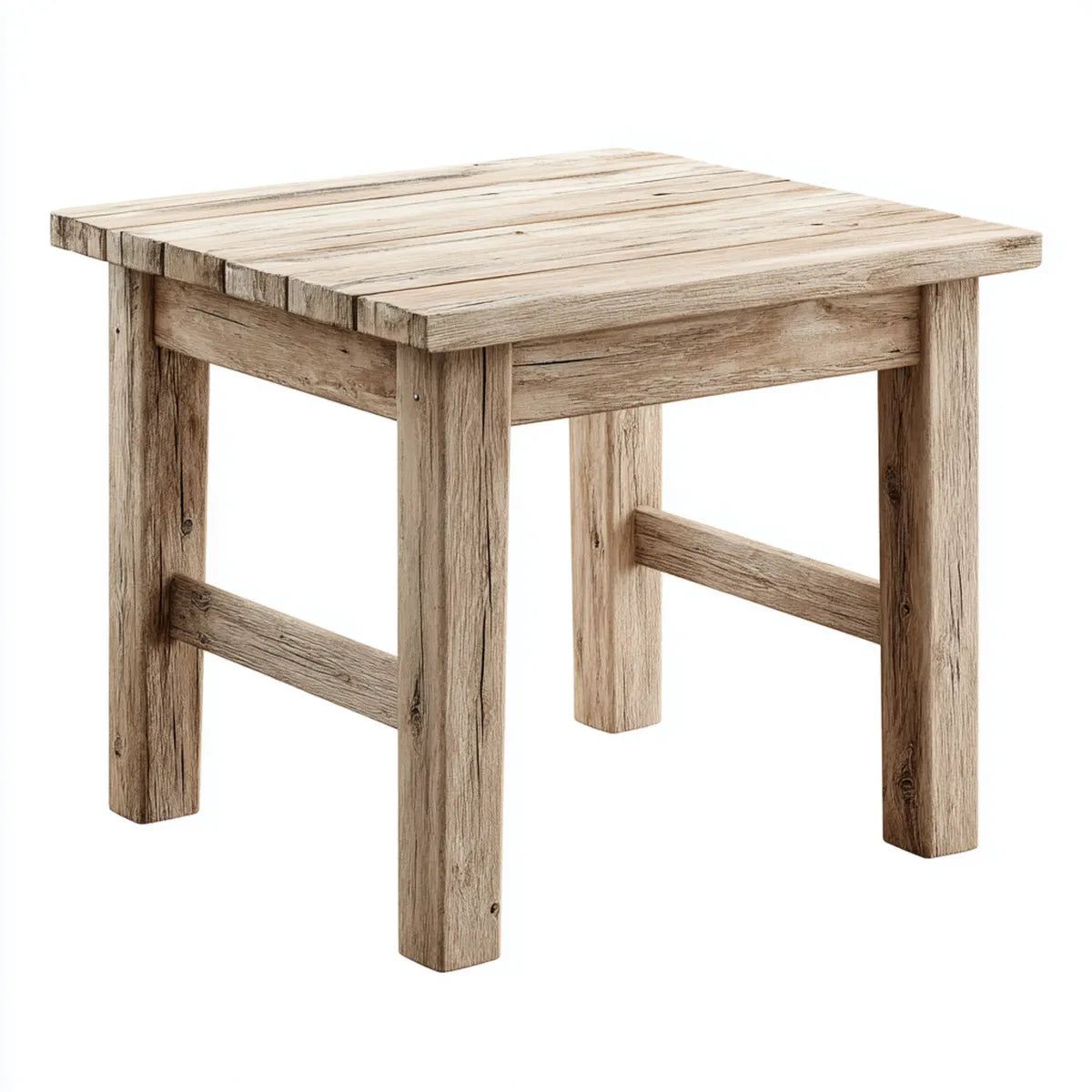 Table d'appoint de jardin carrée beige 50 x 50 x 45 cm en teck massif