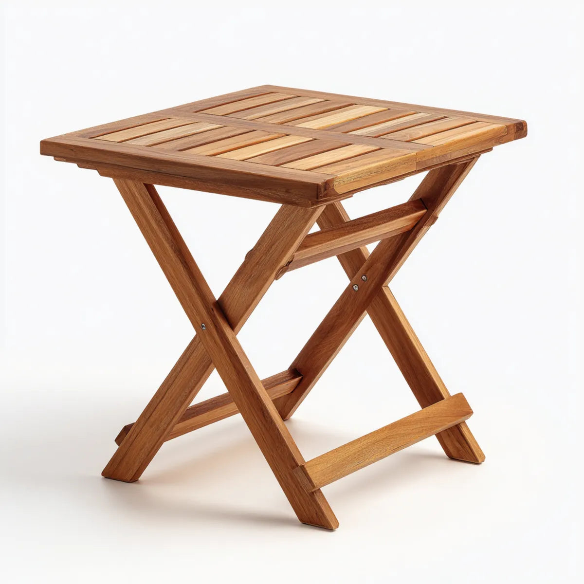 Table d'appoint pliante de jardin en bois d'acacia massif marron carrée 60 x 60 x 72 cm
