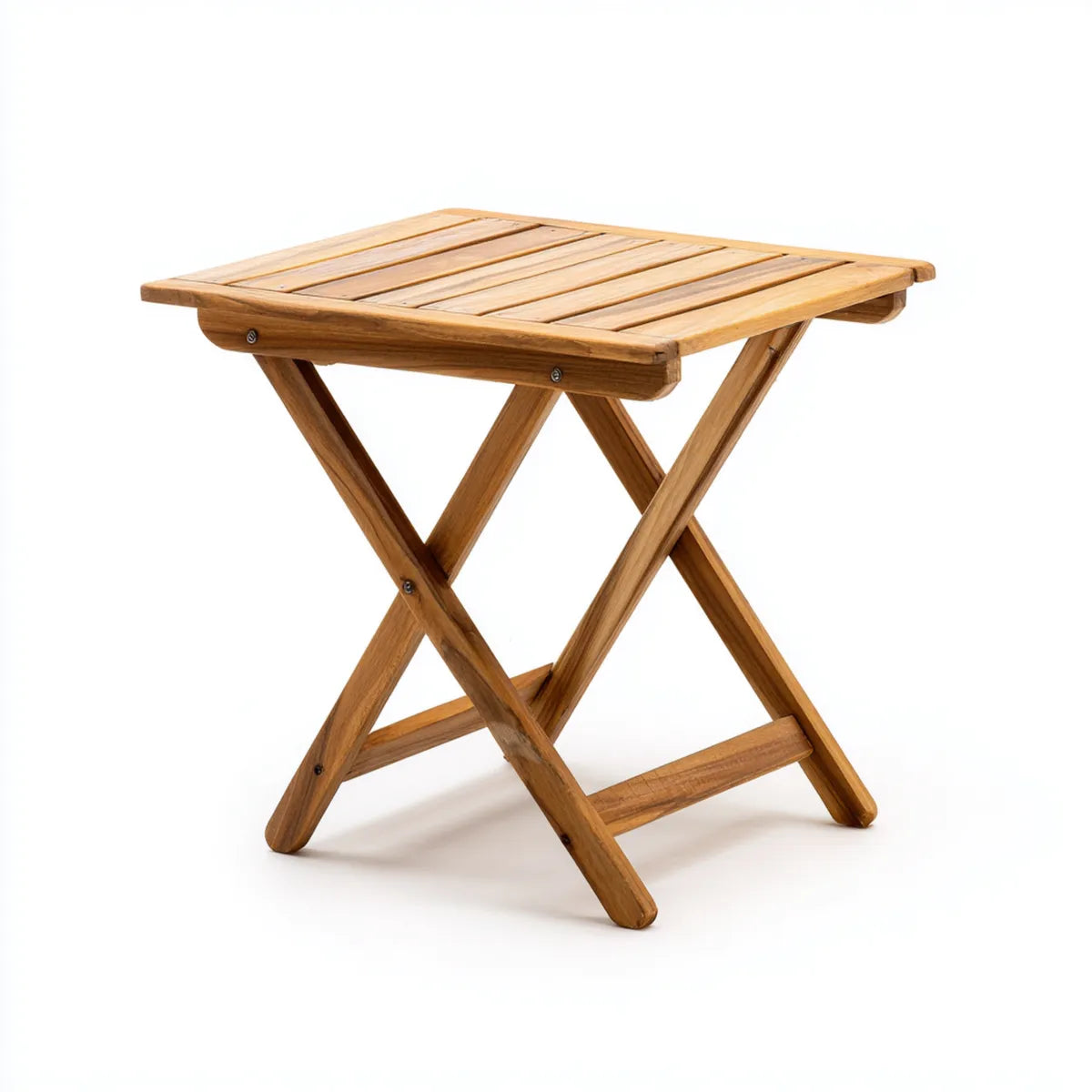 Table d'appoint de jardin pliante naturelle en acacia massif carrée 50 x 50 x 50 cm